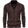 Fujian Friday Cardigan con cuciture da uomo Street Casual maglione di cotone da uomo inverno moda marca cardigan da uomo Y168-marrone, EUR XL 72-80 kg