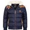 Geographical Norway Abramovitch Men Distribrands - Giacca Calda Uomo Casual - Cappotto Cappuccio Antivento - Giubbotto Caldo Invernale Giacca - Giacche Classico Zip Uomo Parka (Blu Marino 3XL)