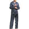 Sanraflic Pigiama da uomo in raso, set di biancheria da notte e abbigliamento da casa A righe blu e beige. XXL