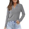 Arach&Cloz Polo da Donna Autunno Inverno in Morbido Misto Lana Maniche Lunghe(Dark Gray, M)