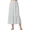 BEAUTELICATE Sottogonna Donna 100% Cotone Lunga sotto Gonna Sottoveste Mezza Gonna con Bordo in Pizzo Vita Elastica (Ricamo Floreale - Avorio - 85cm, L)