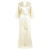 BABEYOND Accappatoio lungo in raso kimono da damigella d'onore con finiture in pizzo, Beige, taglia unica