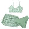 Happy Cherry Ragazze Costume da Bagno 3 Pezzi Bikini Top con Coprire Gonna da Spiaggia Bambina Nuoto Costume Surf Costumi da Bagno Stampa Floreale 8-14 Anni