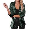 SPORTARC Giacca da donna con paillettes da discoteca, giacca con glitter luccicanti per autunno (L verde scuro)