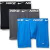 Nike Men's Essential Micro Stretch Long Leg Boxer Brief 3pk Underwear Corti, Blu Foto/Grigio Scuro/Nero, XXL Uomo