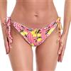 RELLECIGA Costume da Donna Slip Bikini con Laccetti Taglio Brasiliano con Volant Bottom Elegante Ruffle Lemon L