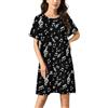 LZNJZ Camicia da notte a maniche corte, con note di complesso musicale, camicie da notte da donna