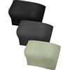 Geyoga 3 Reggiseni a Fascia Senza Spalline Elasticizzati Non Imbottiti per Donne e Ragazze (L, Nero, Grigio Scuro, Verde Oliva)