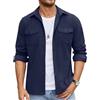 COOFANDY Camicia-giacca da uomo a nido d'ape con bottoni, casual, a maniche lunghe, shacket leggera, overshirt con tasche con patta, Blu marino, 3XL