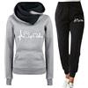 MaNMaNing Tuta Sportiva Donna con Felpa con Cappuccio e Pantaloni Stampa Zampe di Animale Completo Due Pezzi per Autunno Inverno Confortevole e Divertente per attività Ricreative Casual