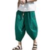 Seidarise Kimono Giapponese da Uomo, Pantaloni da Spiaggia Tradizionali in Lino Capri, Estivi, Pantaloni Harem a Gamba Larga, 09 Verde, M