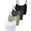 Boao 4 Pezzi Canottiere per Raccolto di Base Senza Maniche Racerback Crop Sport Top in Cotone per Donna (Nero, Bianco, Grigio Scuro, Oliva, L)