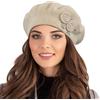 Vivisence Berretto Donna Elegante in Lana Stile Classico con Dettagli Decorativi Realizzato con Filato di Alta qualità Caldo E, Beige,Taglia Unica