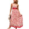 CUPSHE, Maxi abito estivo da donna con motivo floreale e punto smock, senza maniche, increspato, con spalline sottili, abito elegante da spiaggia