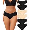 ALL OF SHE - 6 confezioni di mutande da donna, slip senza cuciture, con bordo ondulato, senza cuciture, morbide, invisibili, hipster, comode, multipack, traspiranti, S-XXL, L
