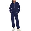 MaNMaNing Tuta Donna autunno inverno felpa mezza zip in pile senza cappuccio e pantaloni con tasche casual elegante moda autunno inverno tessuto morbido comfort Tuta donna