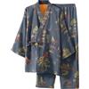MaNMaNing Pigiama Kimono Giapponese Uomo in Jacquard per Primavera Set Comodo per casa e Relax Abbigliamento Lounge con Cintura Regolabile Serate tranquille