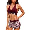 Tuopuda Costumi da Bagno Donna Costume Mare Donna Due Pezzi Halter Bikini Set Regolabile Reggiseno Spiaggia Push Up Imbottito con Pantaloncini da Bagno Brasiliana Beachwear, A-Rosso Vivo, XL