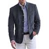 SPORTARC Vintage Stile Britannico Mens Autunno Inverno Stand Collare Solido Colore Singolo Giacche fila