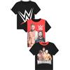 WWF WWE Confezione da 3 magliette per bambini, motivo: World Wrestling Entertainment, confezione multipla