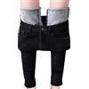 YILEEGOO Jeggings da donna, invernali, foderati in pile, elasticizzati, a vita alta, jeans skinny, Nero , M