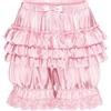 Satini Pantaloncini Sissy Raso Balze a Cascata, Rosa Pastello, XXL
