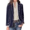RICOCHO Giacca da Donna in Velluto a Maniche Lunghe con Blazer in Velluto, Casual, Sottile Cardigan, Blu, XL