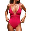 CUPSHE Costume da bagno intero da donna con profondo V Wire Push Up controllo pancia retrò dimagrante costumi da bagno increspato