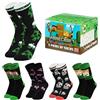 MINECRAFT Calzini Bambino - Calze Bambino in Cotone - Calzini Ragazzo Taglia Unica Pacco da 3/5 Gadget Regalo (Nero/Multicolore, 37-40)