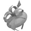Caprilite Cappello pillbox in sinamay, con decorazione con spirali astratte e una piuma lunga, hatinator fascinator per le corse di Ascot