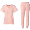 Meichoon camici per donne set divisa manica corta top scollatura croce cinturino design con 4 tasche Quick Dry coulisse Yoga Jogger pantaloni DK53Pink XL