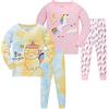 LOLPIP - Pigiami per ragazze 100% cotone, set da 4 pezzi, per bambini, a maniche lunghe, età 1-12 anni, 5 anni