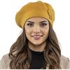Vivisence Berretto Donna Elegante in Lana Stile Classico con Dettagli Decorativi Realizzato con Filato di Alta qualità Caldo E, Miele,Taglia Unica