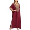 YOUKD Abito Caftano Stile Bohémien con Ricamo Floreale, Copricostume da Spiaggia, Bikini, Taglia Plus, per Donna, Taglia unica