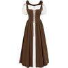 Scarlet Darkness Costume rinascimentale da donna contadina medievale, abito a maniche corte, maxi abito da fata con tasche | Set di 2 foto, tasche, allacciatura regolabile, per Ren Faire, cosplay da strega, feste a tema pirata, eventi Hobbit
