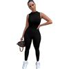 TOEECY Jumpsuit Donna Tutina senza Maniche Collo Alto Tuta Estiva Aderente Completo Lungo Sportivo Tutina Elegante Body Pantaloni Intera Sportiva per Fitness Yoga Casual