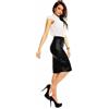 R&N FASHIONS Gonna a matita a vita alta effetto bagnato in similpelle da donna Gonna da ufficio, Nero , 36