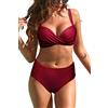 Rayson Donna Bikini a Vita Alta Due Pezzi Swimswear da Bagno Estate Spiaggia Costume Push Up Reggiseno Costumi Nuoto Morbida Stampato