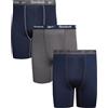 Reebok Boxer da uomo, confezione da 3 boxer a gamba lunga, da uomo, taglie forti e alte (S-XL), Blu marittimo/Perla annerita/Blu marittimo, 4X-Large