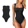 BKEPDY Body Donna senza Maniche Quadrato Costine Bodysuit Contenitivo Modellante Outfit Estivi Bodysuit Elegante Top Canotta Abbigliamento moda Estate