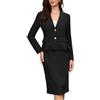 Allegra K Set da 2 pezzi con gonna da donna, giacca formale a maniche lunghe e gonna a matita, set da lavoro e ufficio, Nero , XL