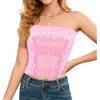 Segreto Top sexy da donna con paillette, senza maniche, vintage, a fascia, senza spalline, crop top per feste