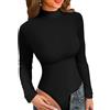 VICHYIE Body da donna a maniche lunghe, elegante colletto alto, stile basic aderente, ideale come canottiera