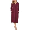 Sopesil Camicia da Notte Donna Inverno Lungo S-XXL | Camissions Manica Lunga Caldo Bottone Allentato Plus Size Camicia da Notte Donna Scollo a V Morbida