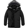 CHIN·MOON Giacca Caldo Antivento Invernale Cappotto con Cappuccio in Pelliccia Giubbotto Spesso Media Lunghezza Parka Impermeabile Outdoor Uomo Nero M