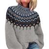 Generic Maglioni Fairisle da donna UK invernali in pile con collo a scialle per donne, moda a maniche lunghe, maglioni islandesi da donna, maglioni comodi e morbidi, maglioni casual leggeri e larghi, Grigio