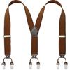 Kangdai, Bretelle da uomo con 6 fibbie e retro a Y, elastiche, resistenti e regolabili, con robuste clip in metallo Gentleman Brown Taglia unica