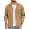 COOFANDY - Giacca da uomo con camicia a maniche lunghe, stile casual, con bottoni, in maglia a nido d'ape, leggera, con tasche a patta, Cachi, M