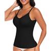 YARRCO Canotta modellante senza cuciture da donna per controllo della pancia, canotta a compressione con reggiseno integrato imbottito con spalline regolabili scollo a V dimagrante senza maniche canottiera