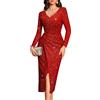 Bbonlinedress Maxi abito lungo da donna con scollo a V e maniche lunghe glitterate per abiti da cocktail